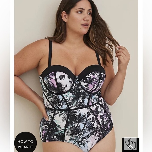 New! Torrid sz 4 Palms Tropical Bathing Swim Suit 4X - Picture 3 of 5